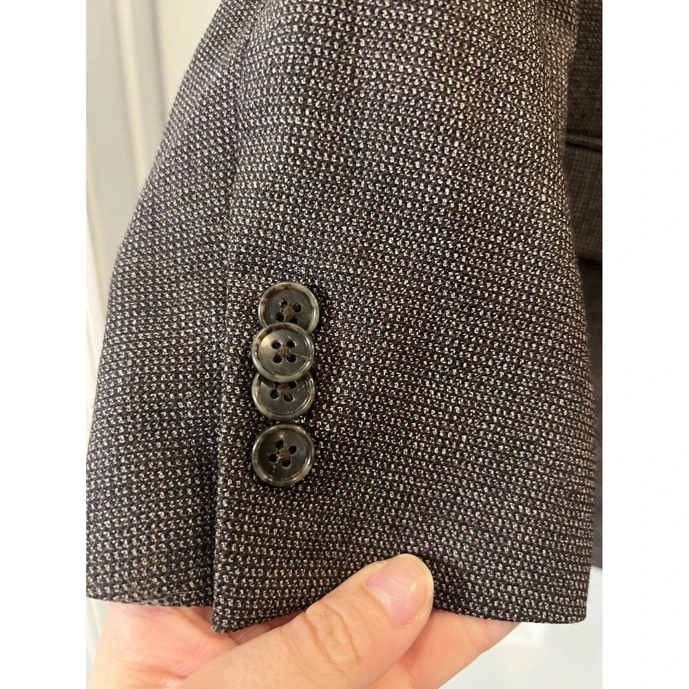 Dillards Black Blazer Sport‎ Coat Textured Two Button Jacket